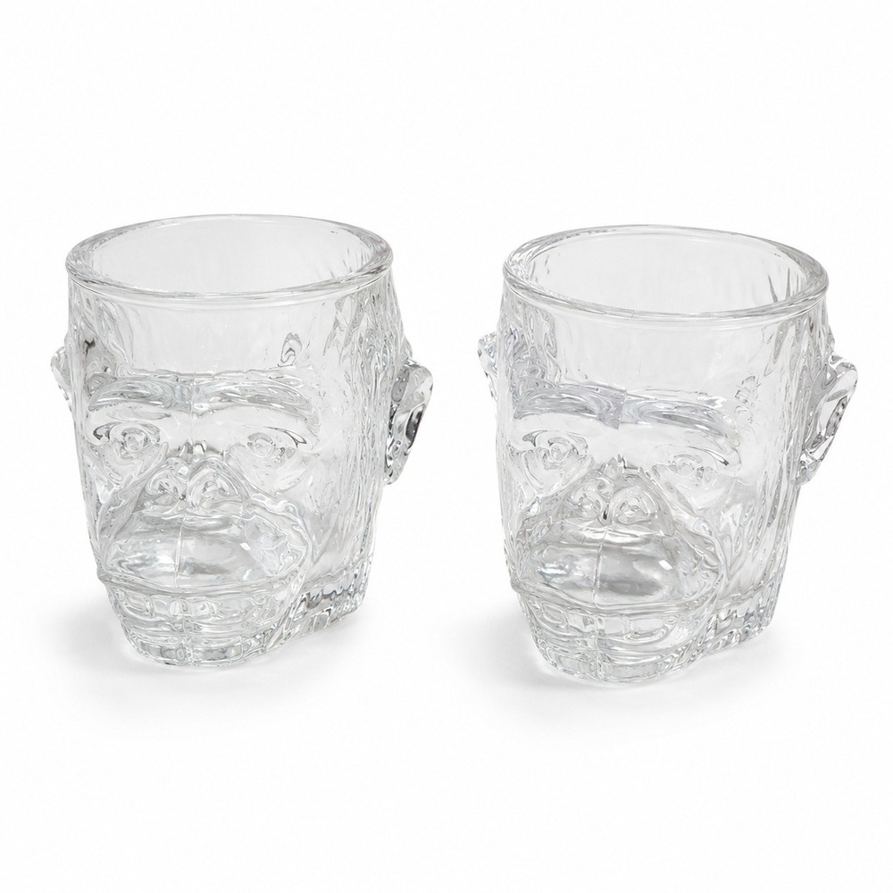 Unbranded Gorilla Head Shot Glass Set 2pk Clear Excellent Novelty Barware Ape